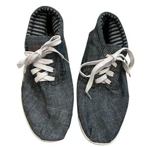 Toms Men's Charcoal Canvas Lace-Up Sneakers with White Laces